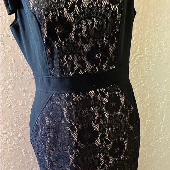 Adrianna Papell Blue Sheath‎ Dress Mock Neck Midi - Picture 2 of 8